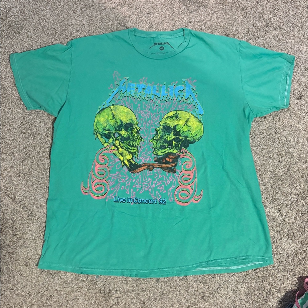 Oversized Metallica Graphic Tee in Green